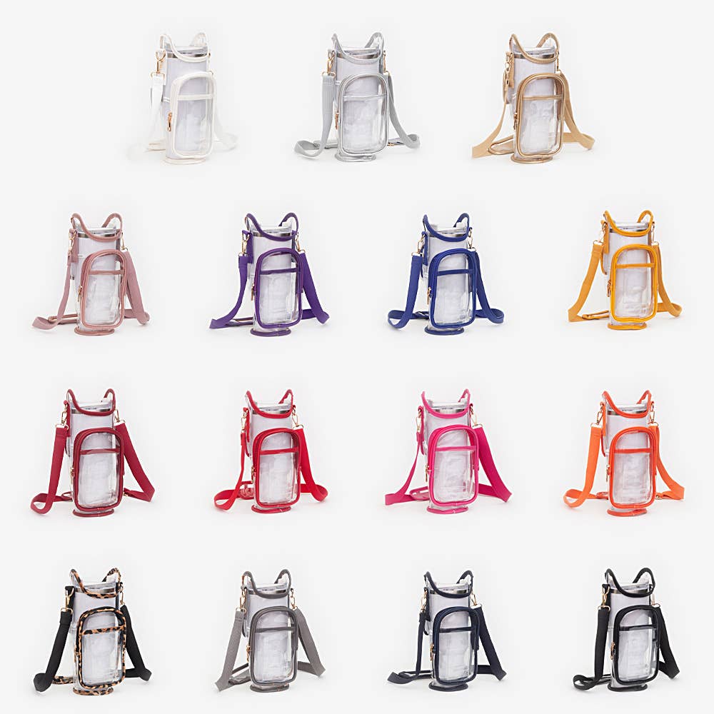 Transparent Tumbler Carrier Holder Crossbody Bag
: Silver