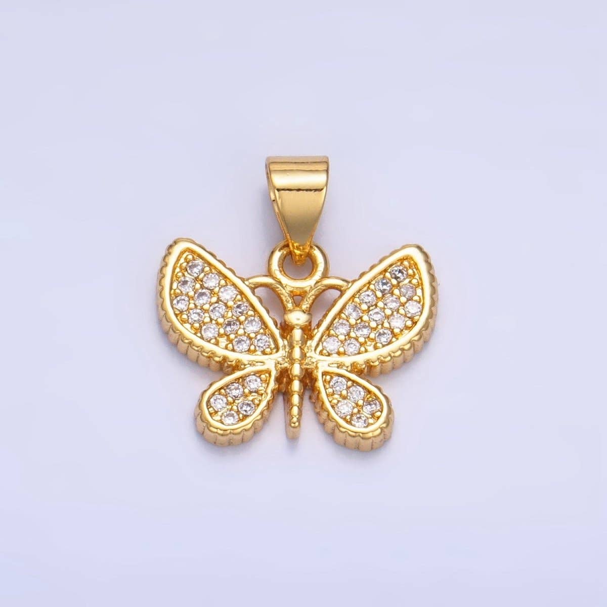 24K Gold Filled Micro Paved CZ Butterfly Insect Pendant | AA1003