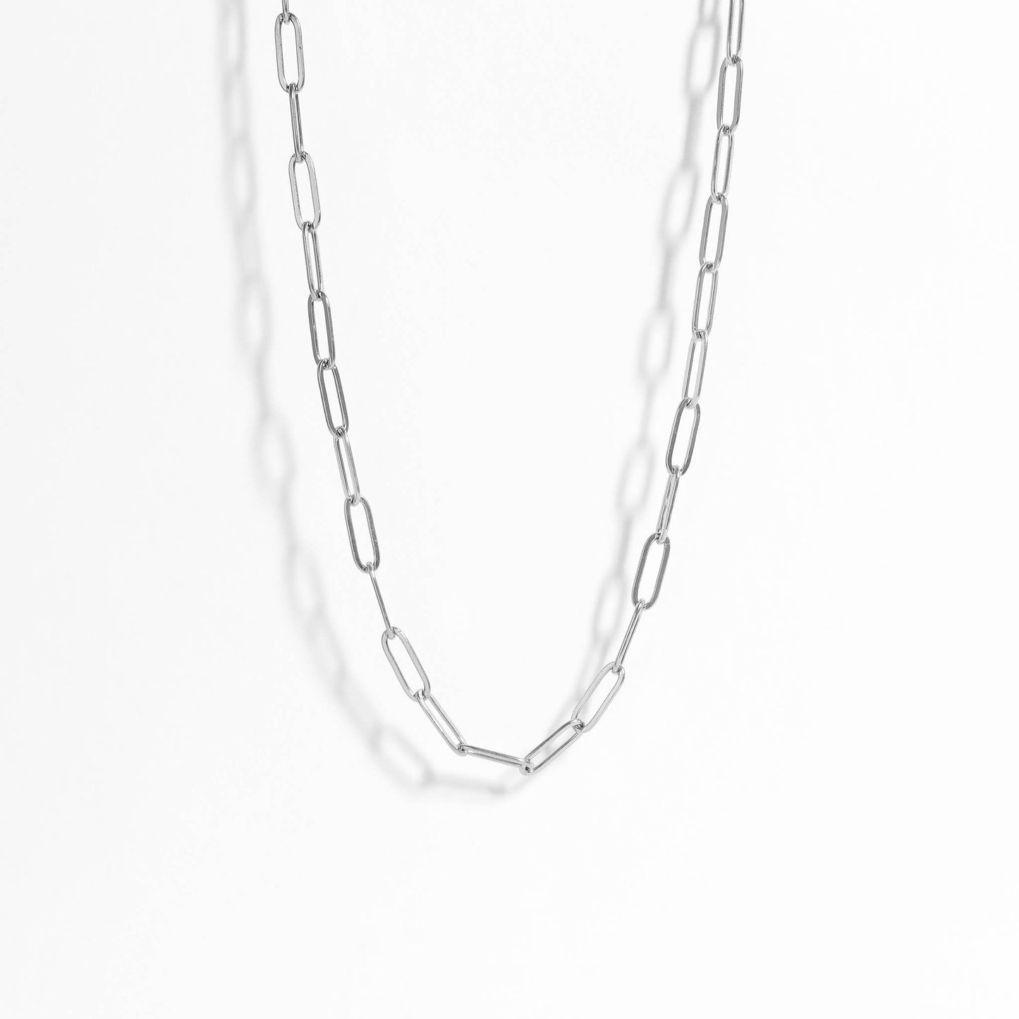 Stainless Steel Paperclip Chain Necklace: 14+02” / 4mm