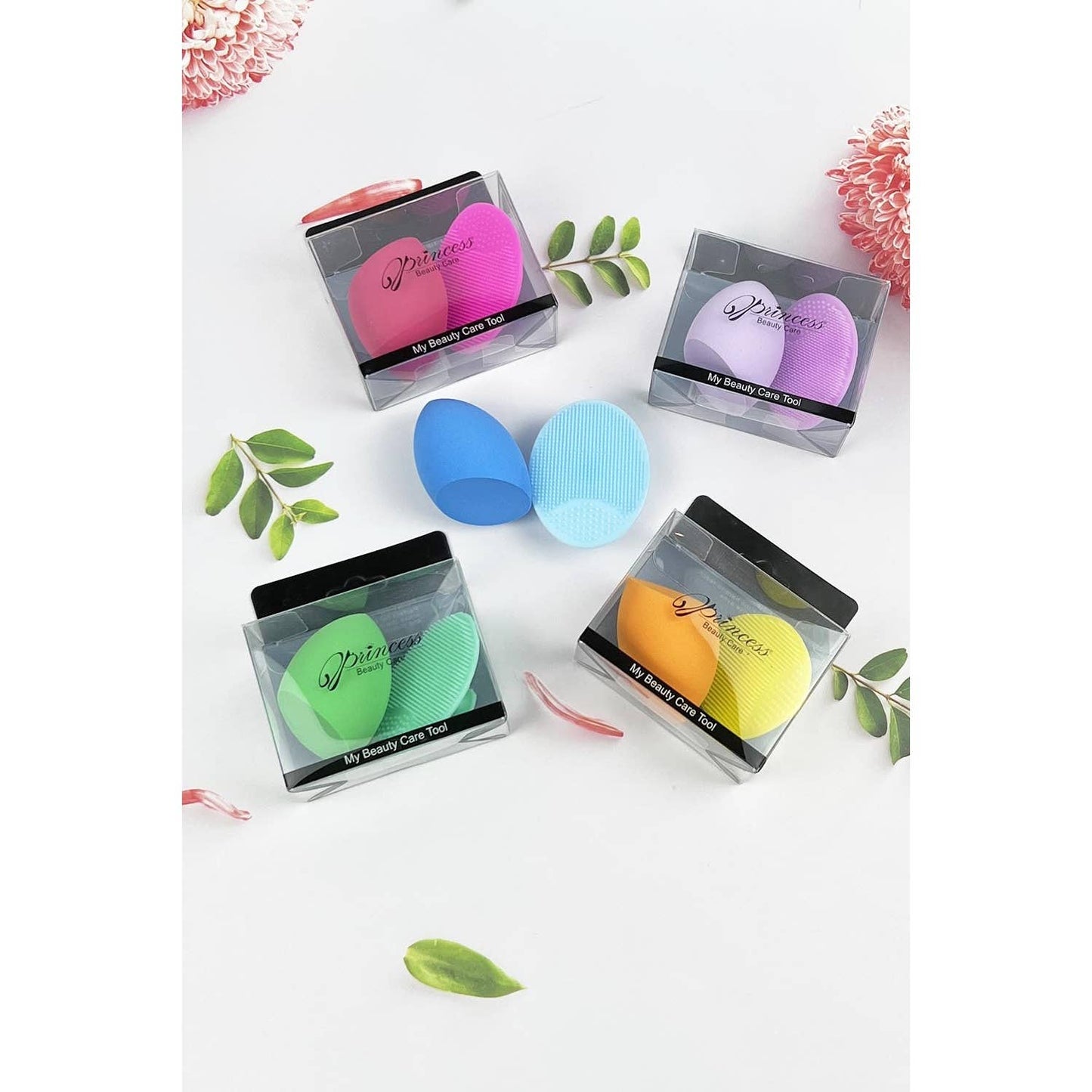 SILICONE FACIAL SCRUB BRUSH AND  MAKEUP SPONGE SET
: ASSORTED / ONE(12)