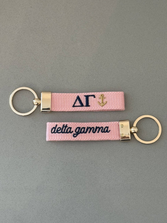 Delta Gamma Embroidered Keychain, Sorority