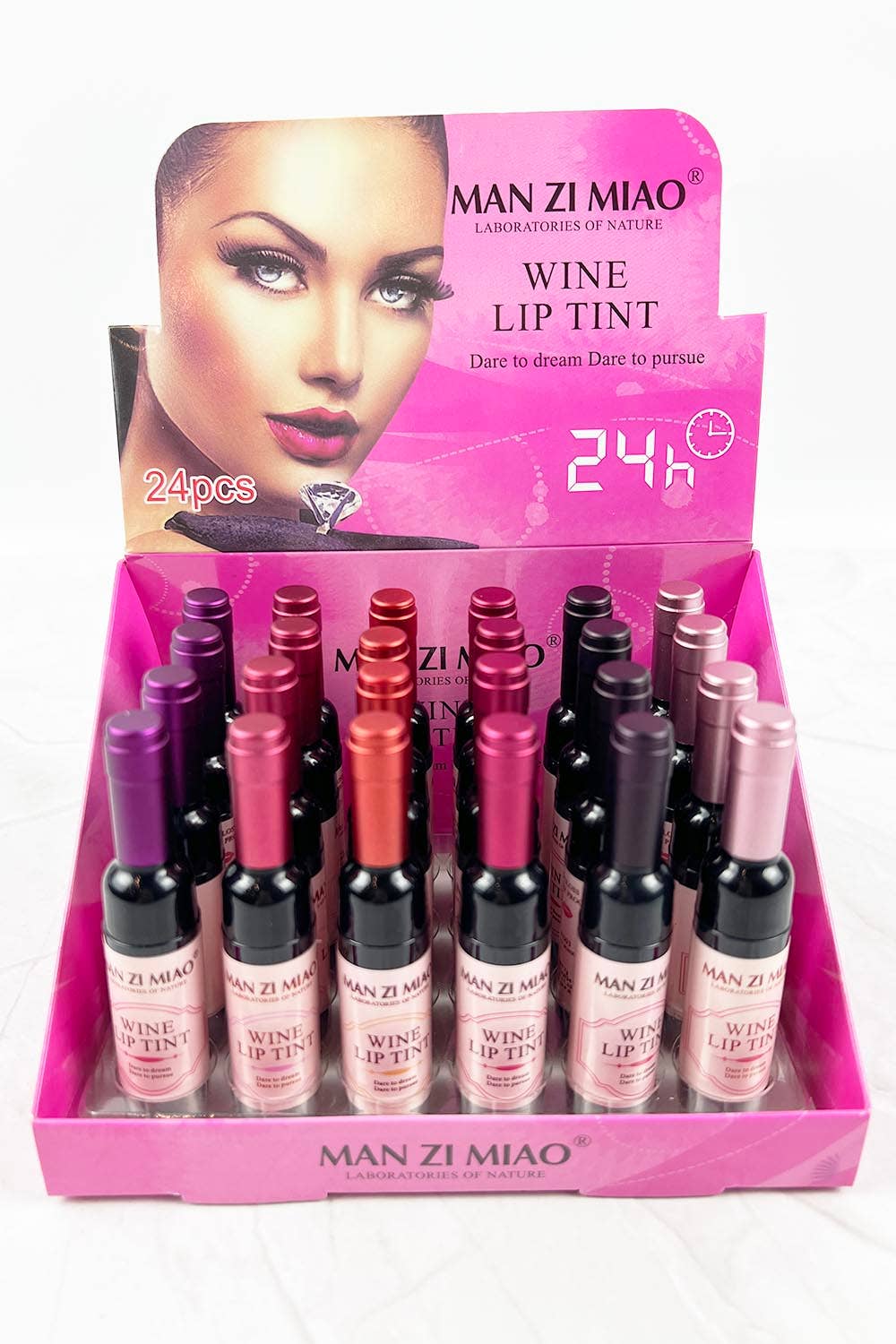 MINI WINE BOTTLE  LONG LASTING WATERPROOF  LIP TINT: ASSORTED / ONE(24)