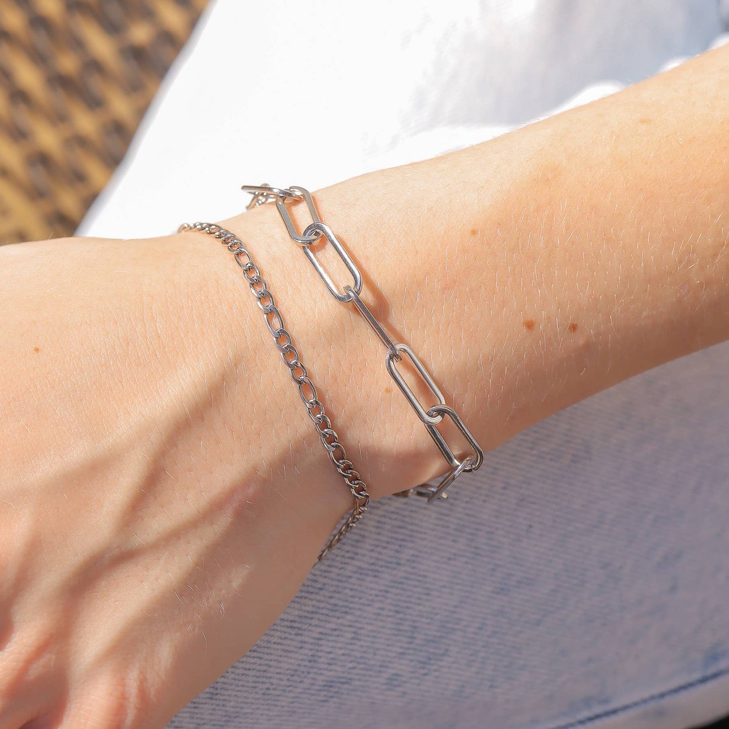 Gold Stainless Steel Paperclip Chain Bracelet + Extension: Stainless / 2.5mm