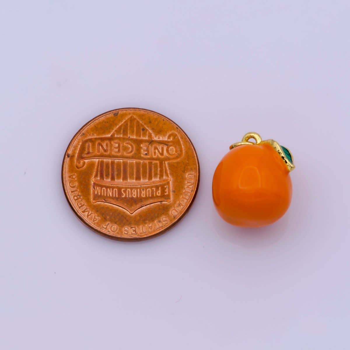 Mini Gold Orange Charm Enamel Tangerine Pendant M-827