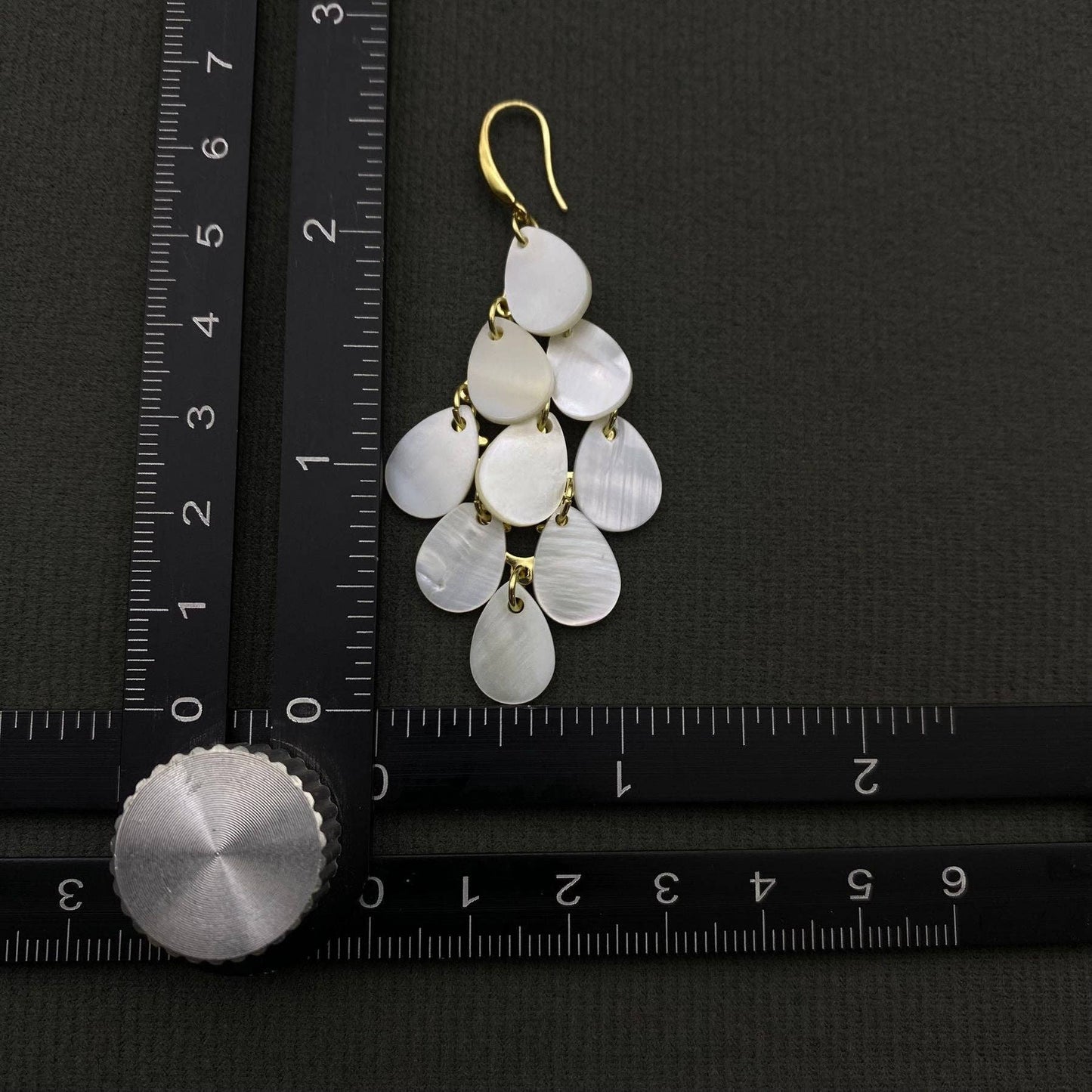 Droplet Shape Shell Tassel 18K Gold Plated Dangle Earrings