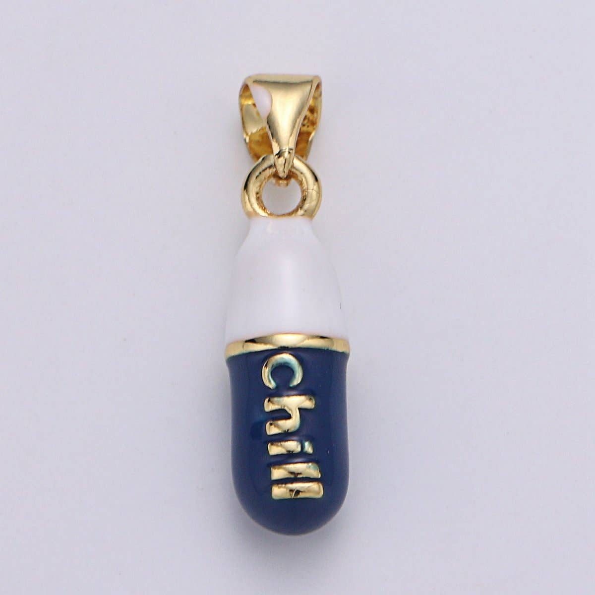 Mini 24K Gold Filled Pill Bar Charm Enamel Pink Love Chill Happy Pill Pendant for Bracelet Necklace Earring Component Supply 23x5mm J-203~J-207,J-209~J-213,J-244~J-248: Chill Teal