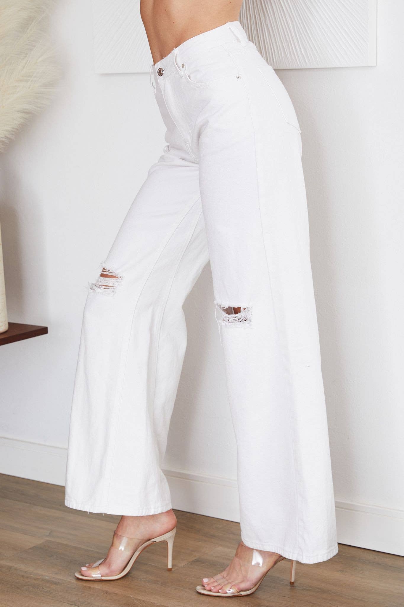 WHITE DENIM PANTS (A820-2): SMALL