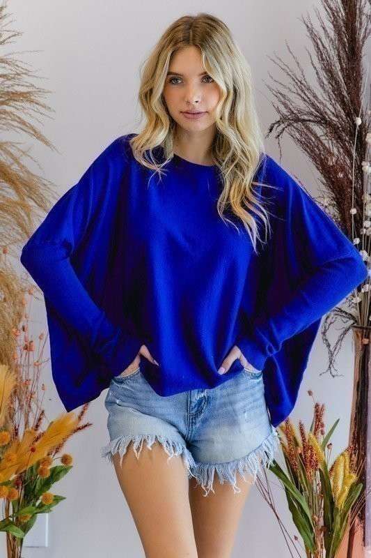 BOAT NECK TIGHT SLV BOX SWEATER TOP: PEAR / L