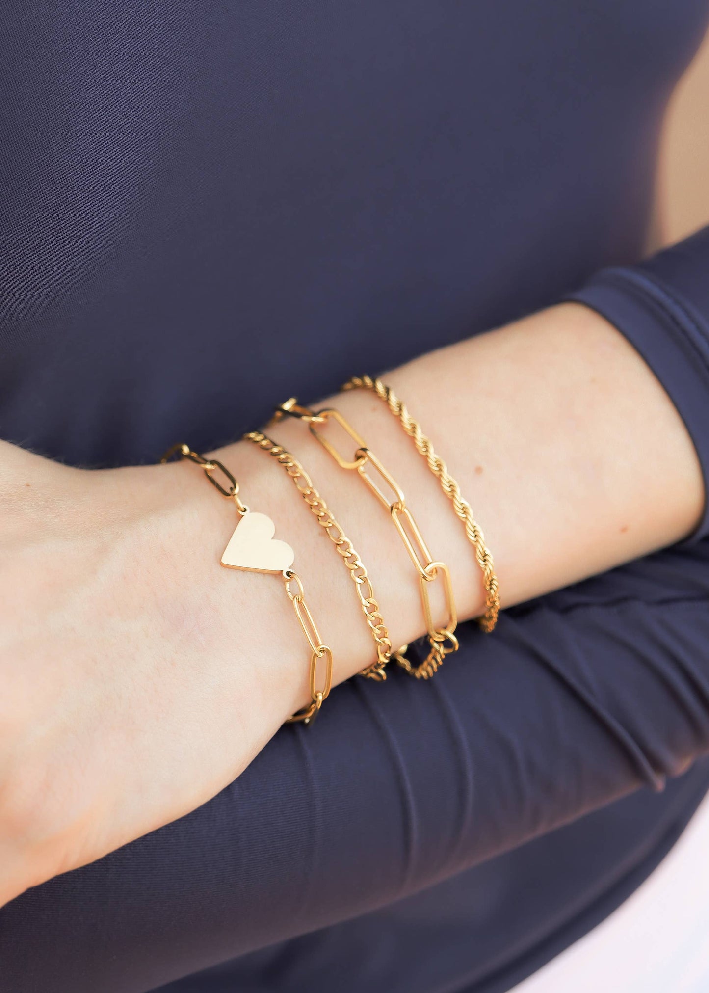 Gold Stainless Steel Paperclip Chain Bracelet + Extension: Stainless / 2.5mm