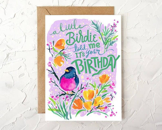 Little Birdie Birthday Card. Birthday Greeting Card. Bird.