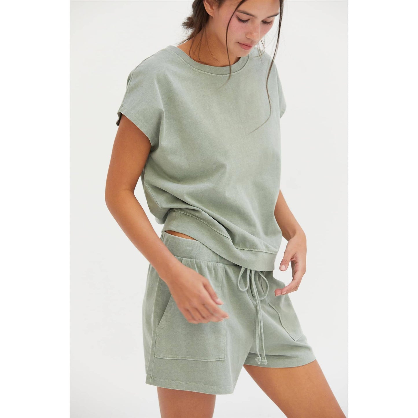 DZ25A913-SET-Matching Top And Shorts Set: ORANGE / S-M-L(2-2-2)