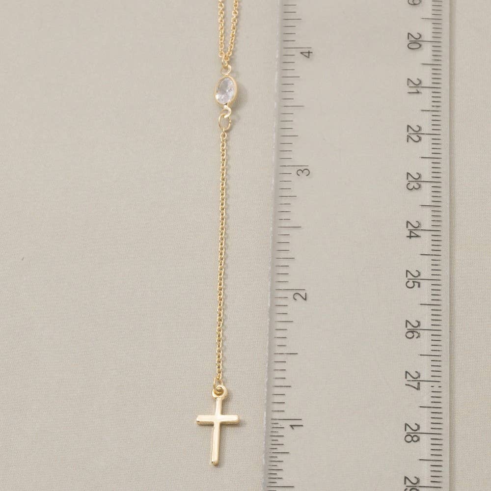 Cross Pendant Y Chain Necklace: S