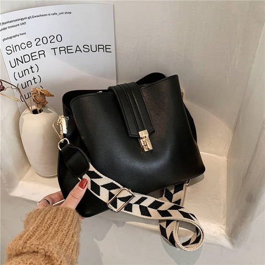 Women Retro Shoulder Bucket Bag_Cwab1552: BLACK / OS