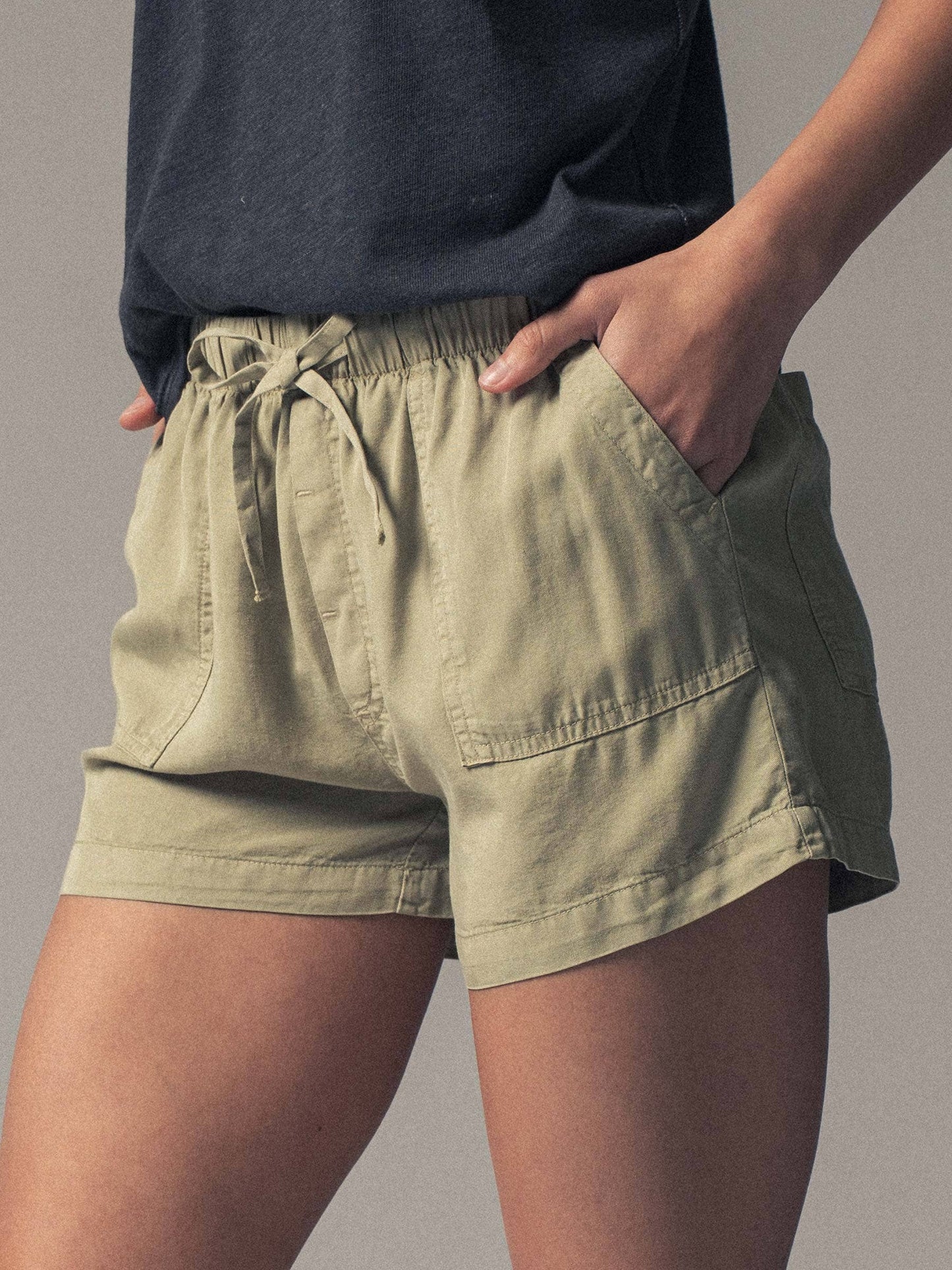 Tencel Patch Pocket Summer Shorts: Blue / S-2/M-2/L-2
