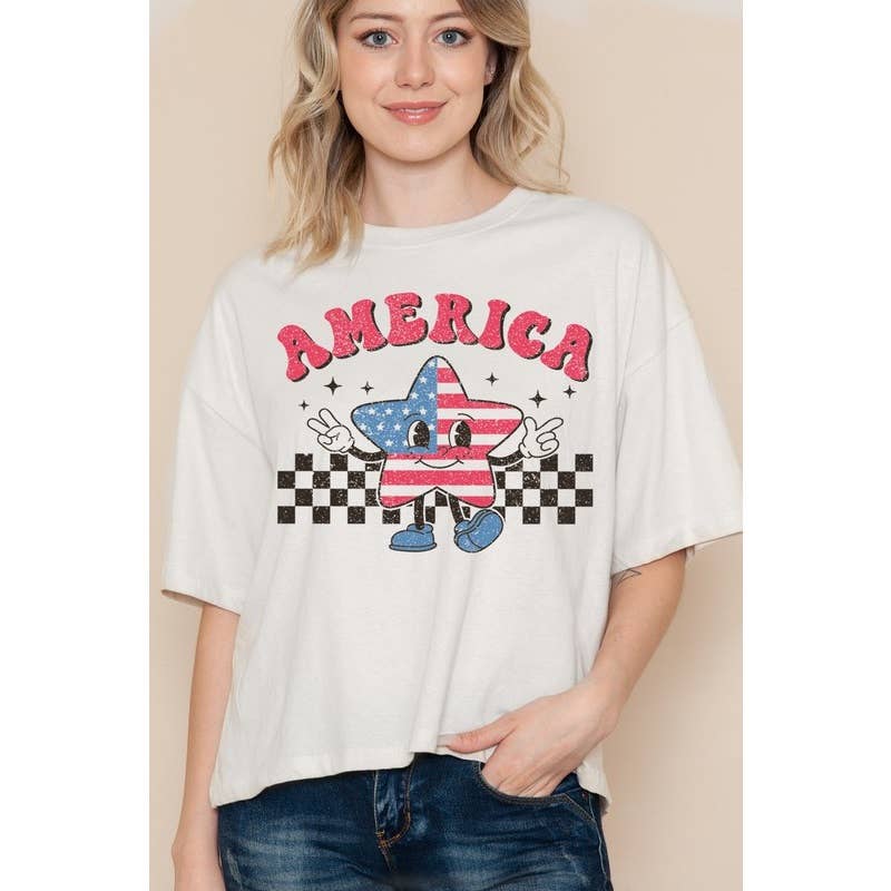 AMERICA - Cropped top: WHITE / M