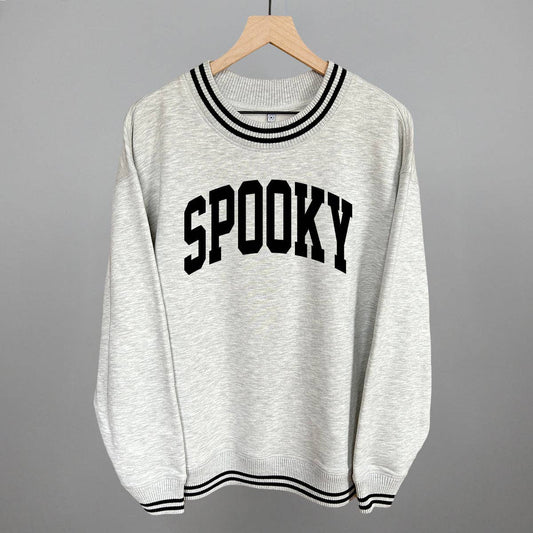 Spooky Arch (Black): Heather Grey / M / Oversized Varsity Crew