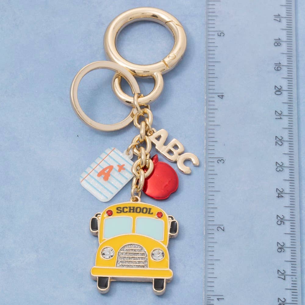 Assorted School Bus Bag Charms Keychain: GD
