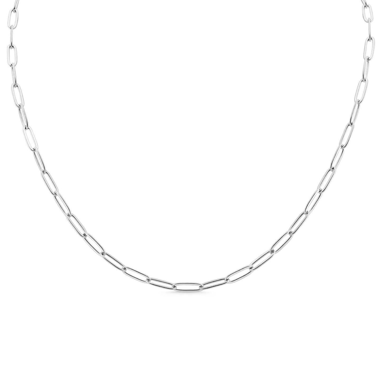 Stainless Steel Paperclip Chain Necklace: 14+02” / 4mm
