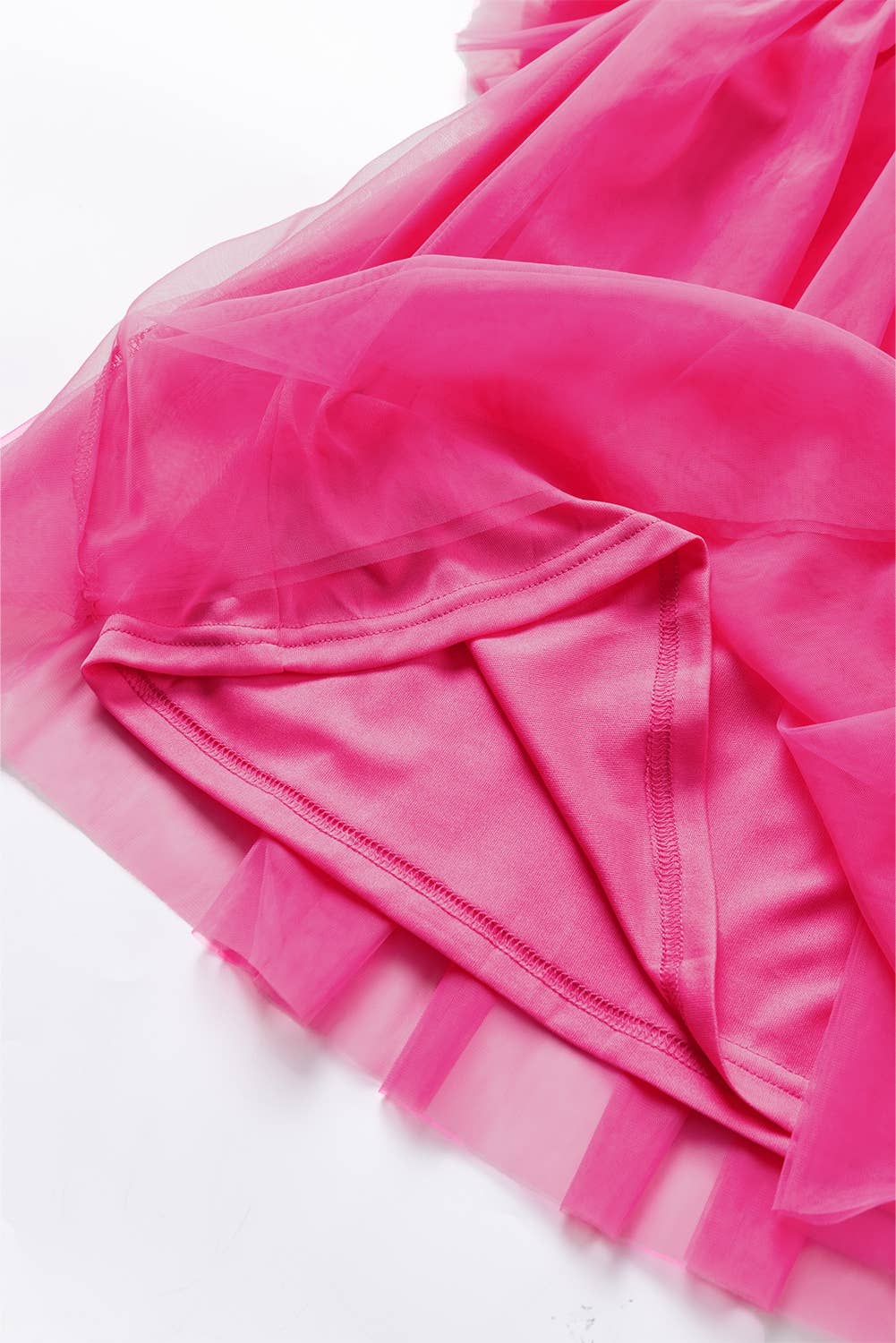 Pink Tulle Ruffle Sleeve Flared Babydoll Blouse: Pink / S