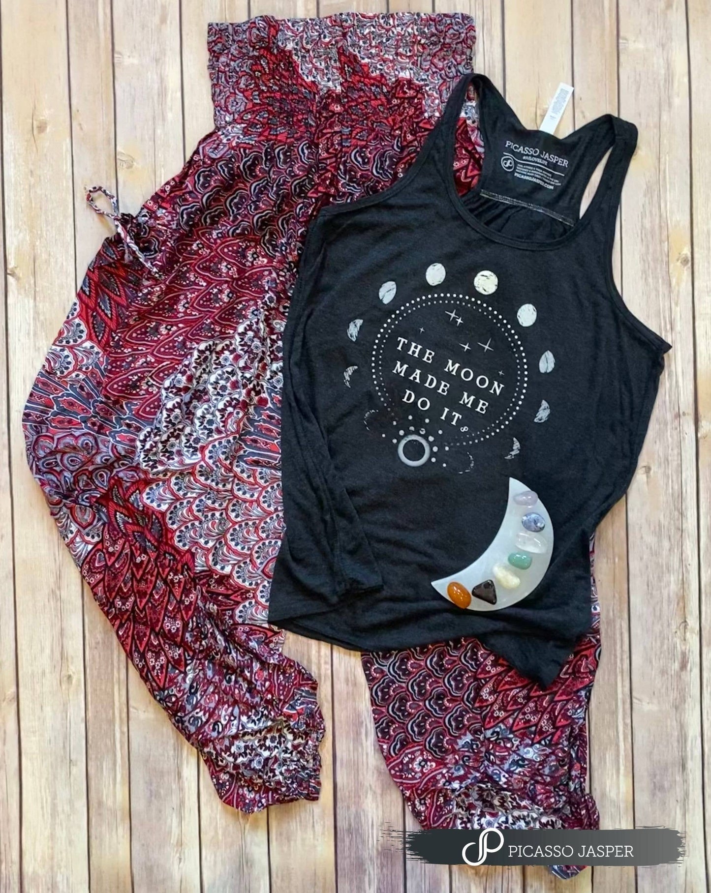 The Moon Made Me Do It, Vintage Gray, Flowy Tank: Large