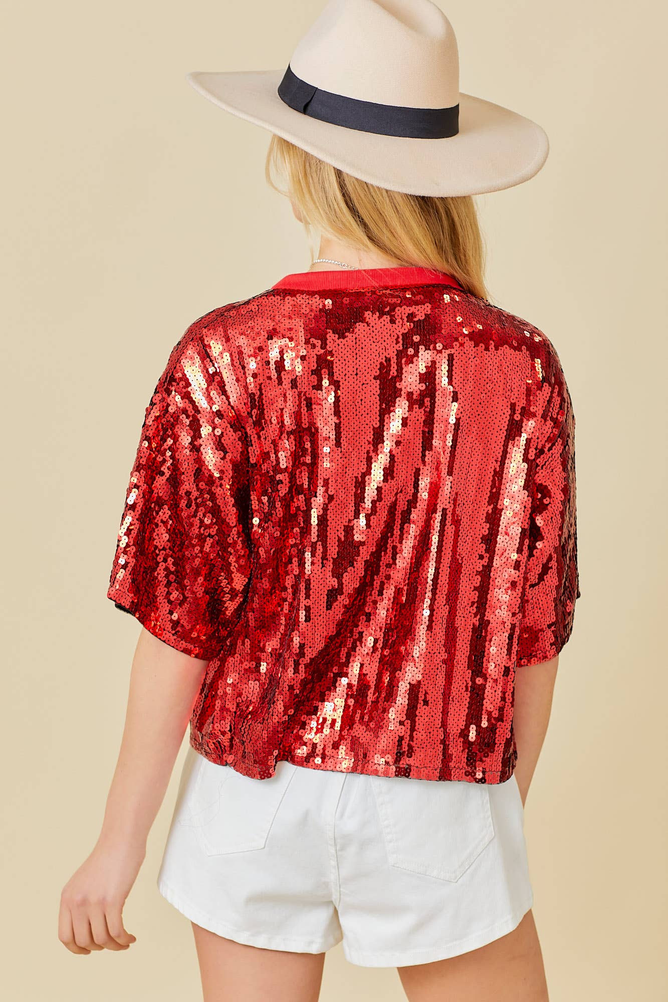 Game Day Sequin Top: Red / L