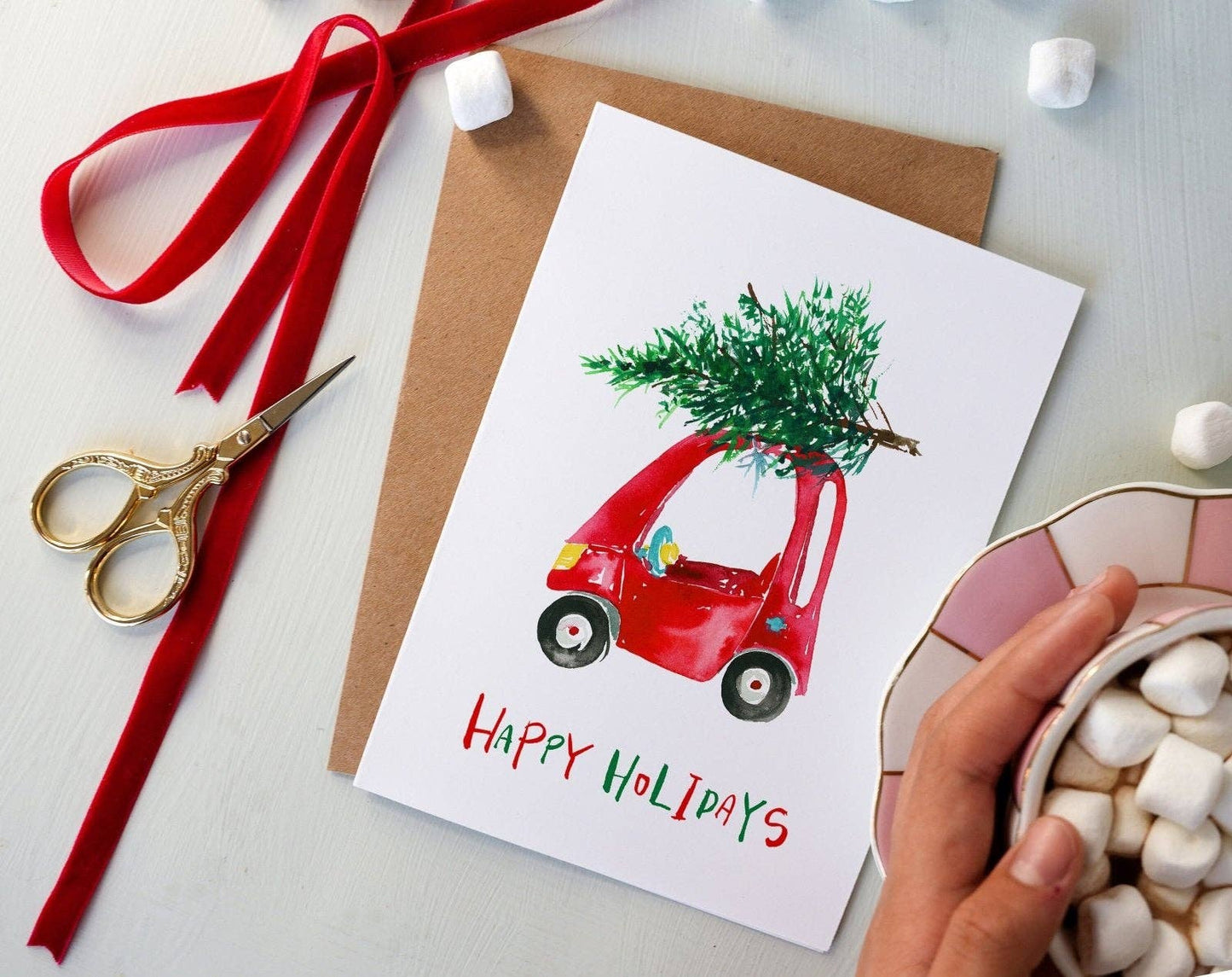 Christmas Tree Toy Car Holiday Greeting Card
