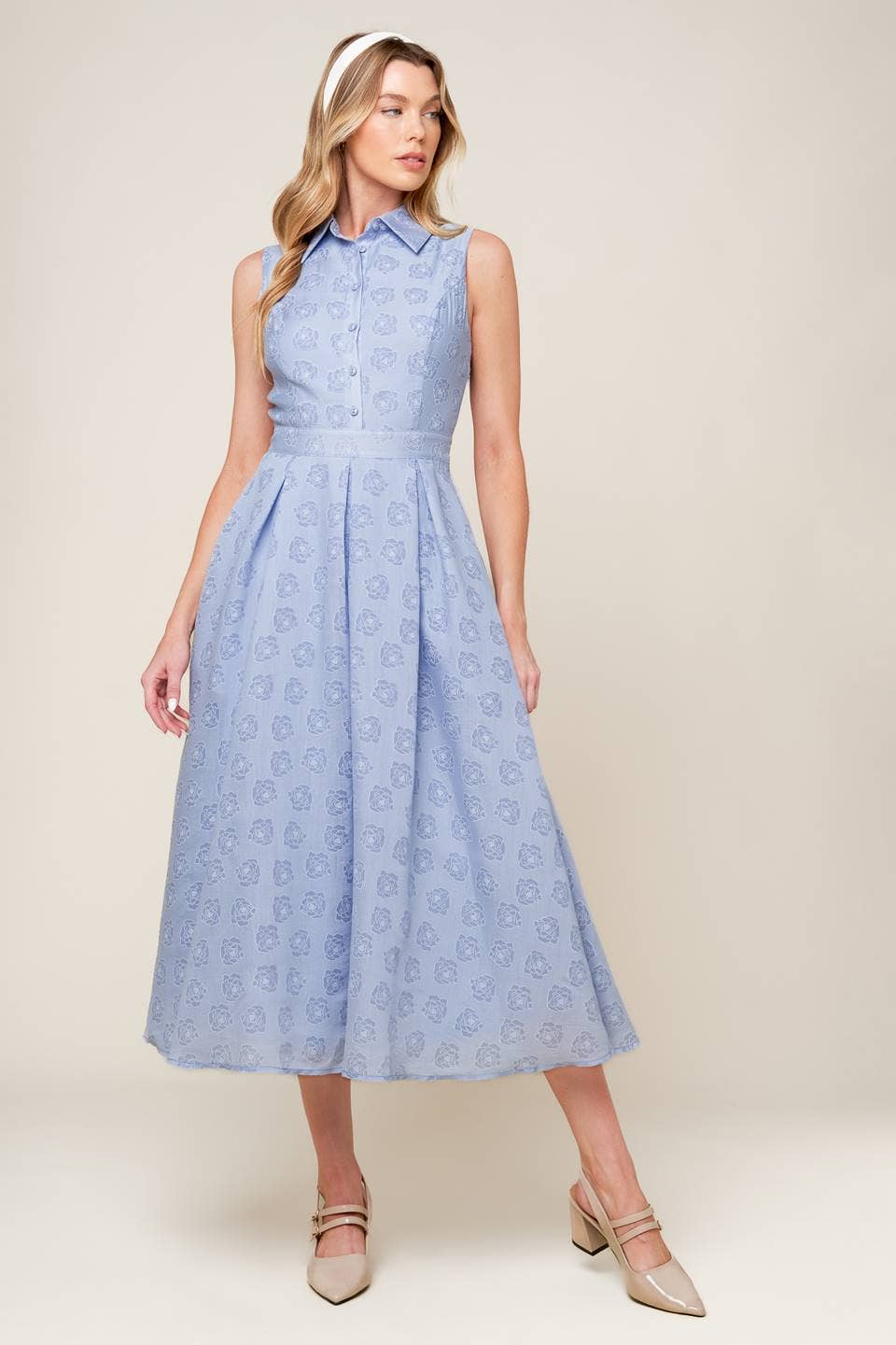 A woven midi dress - ID22241: SLATE BLUE / Contemporary / L