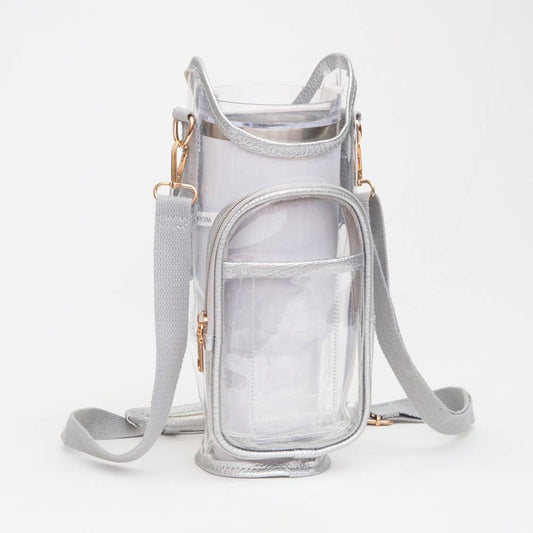 Transparent Tumbler Carrier Holder Crossbody Bag
: Silver