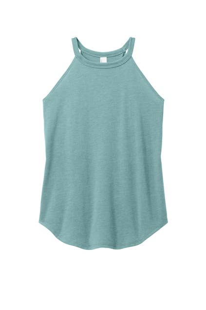District Women’s Perfect Tri Rocker Tank: Heathered Eucalyptus Blue / S