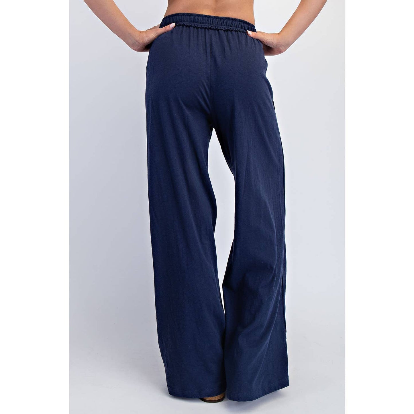 COTTON SLUB LOUNGING WIDE PANT: Espresso