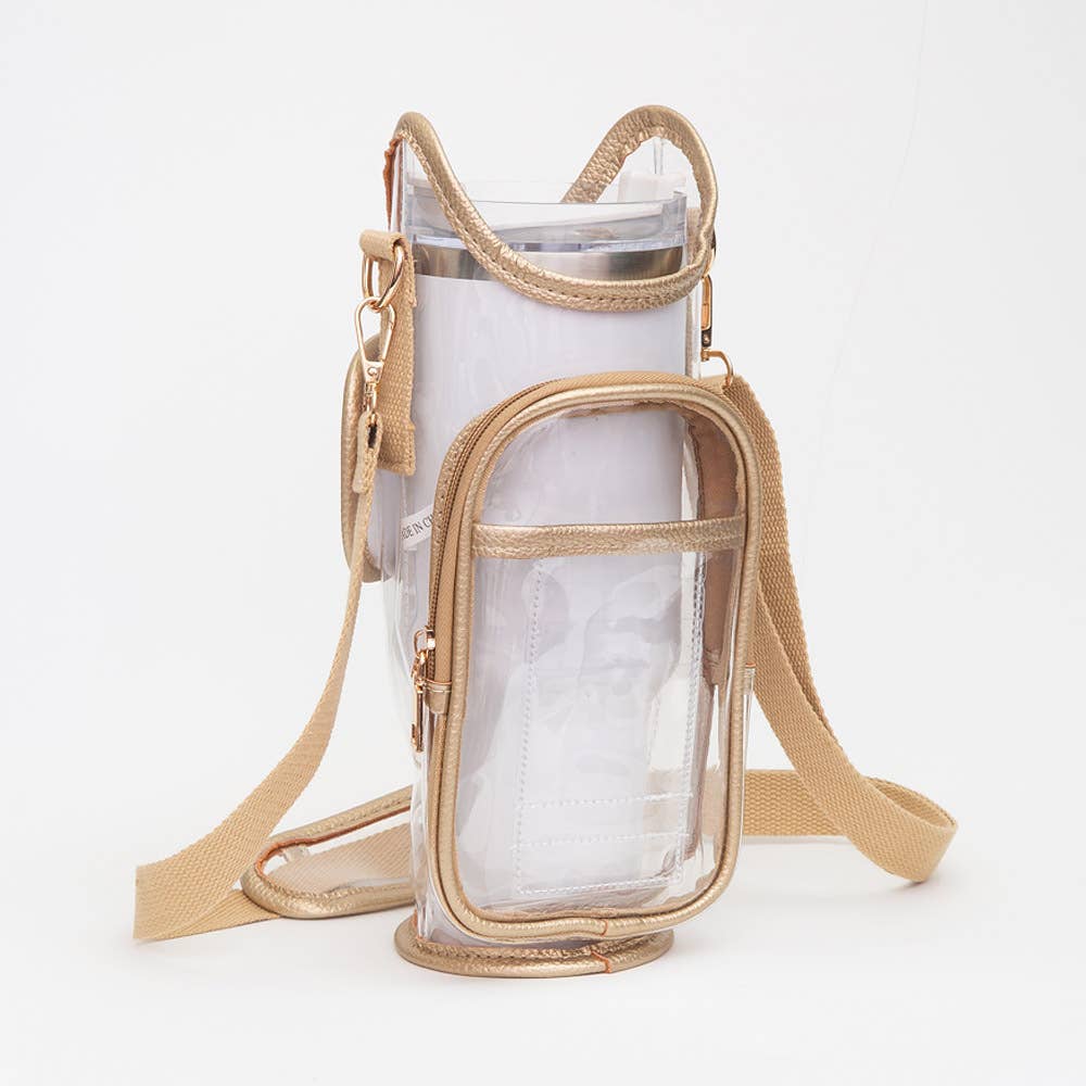 Transparent Tumbler Carrier Holder Crossbody Bag
: Silver