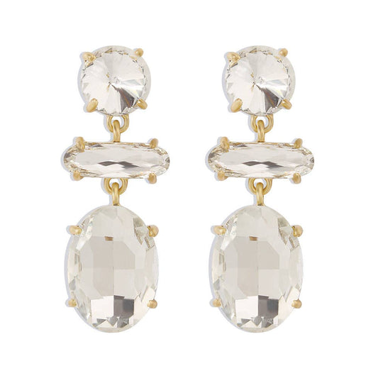 Women's Fashion Glass Earrings: White drill