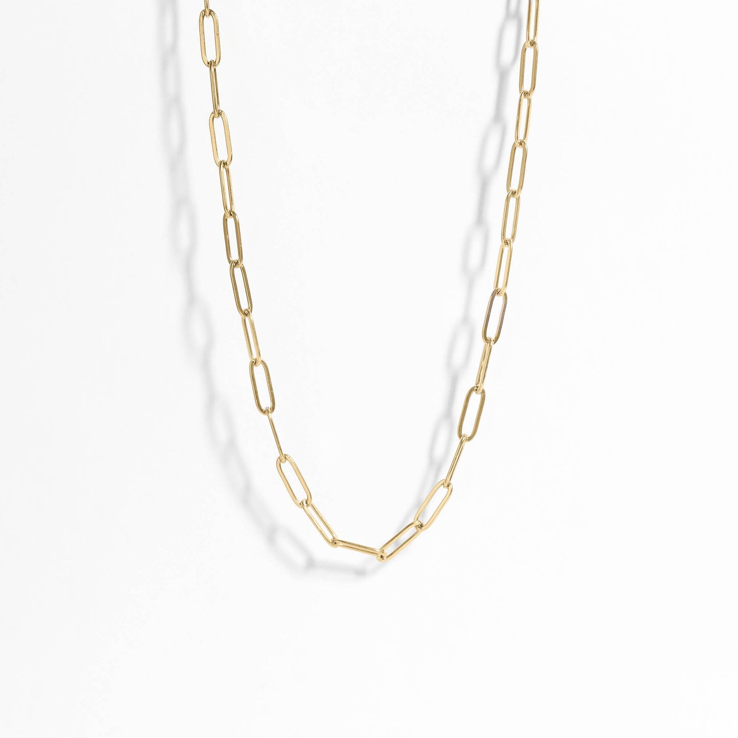 18K Gold Paperclip Chain Necklace: 18+02" / 4mm
