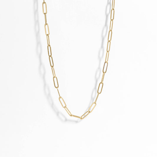 18K Gold Paperclip Chain Necklace: 18+02" / 4mm