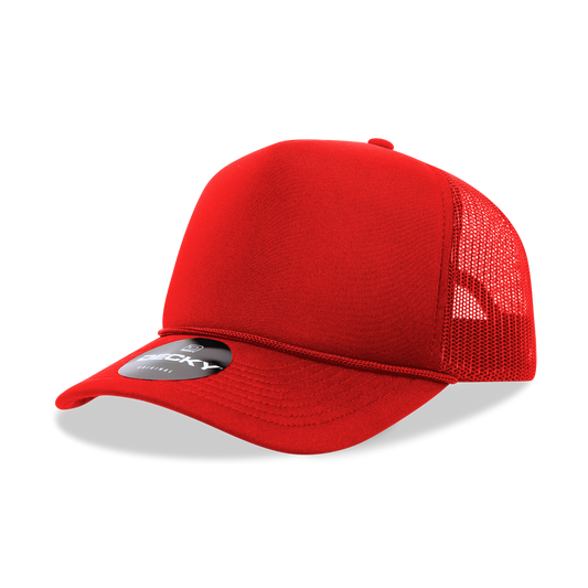 Decky 6025 - Mid Profile, 5 Panel Foam Trucker Hat - 6025: Red