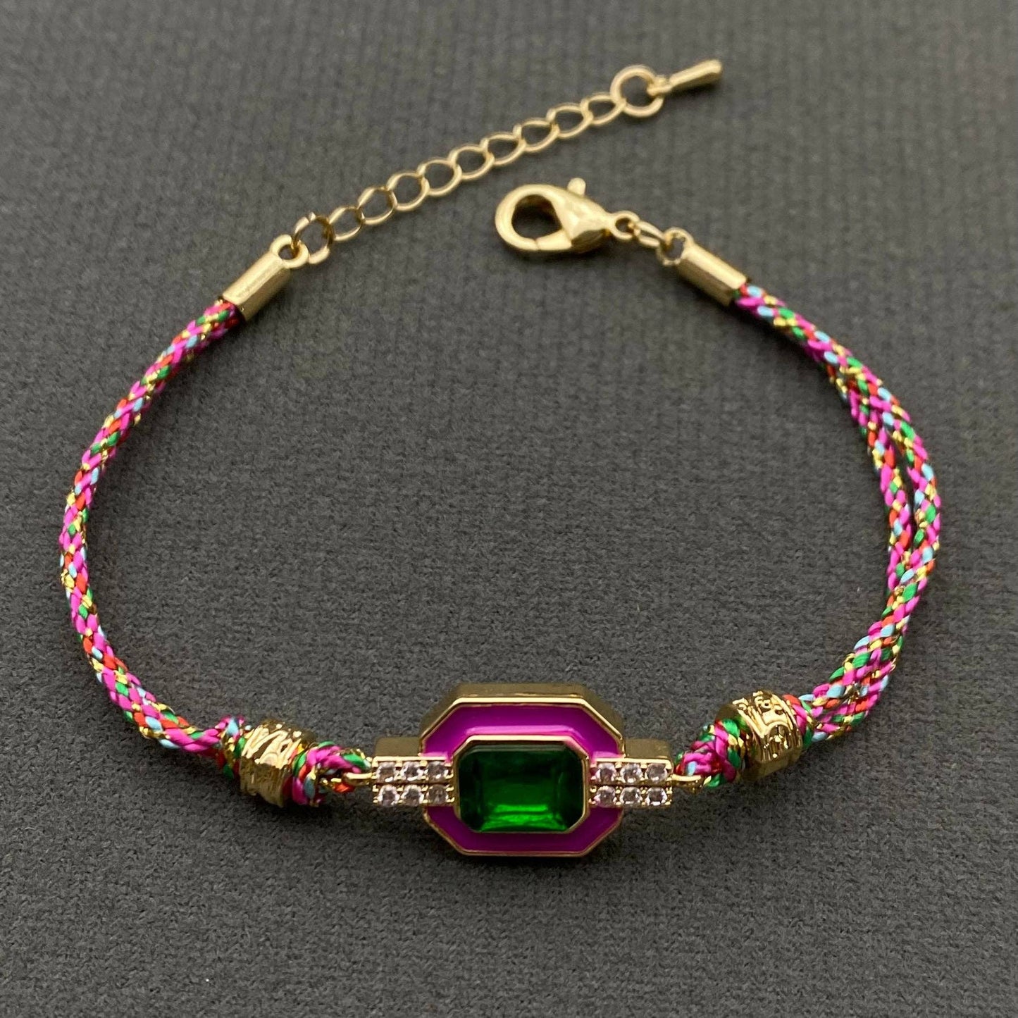 Boho zircon & Rhinestone Enamel Charm Rope Bracelets: A