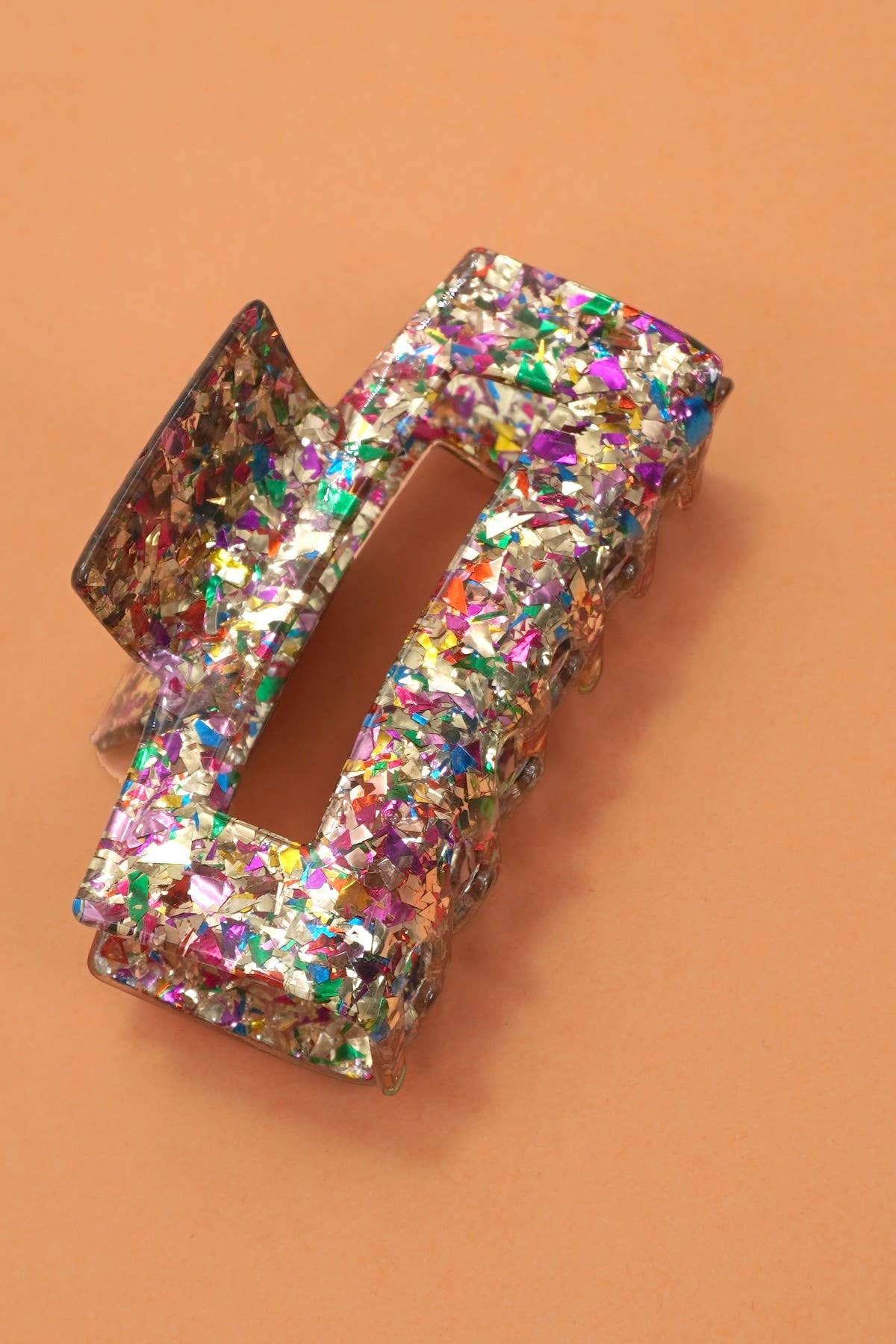 LARGE TRENDY GLITTER RECTANGLE HAIR CLAW CLIPS | 40H901: Multi