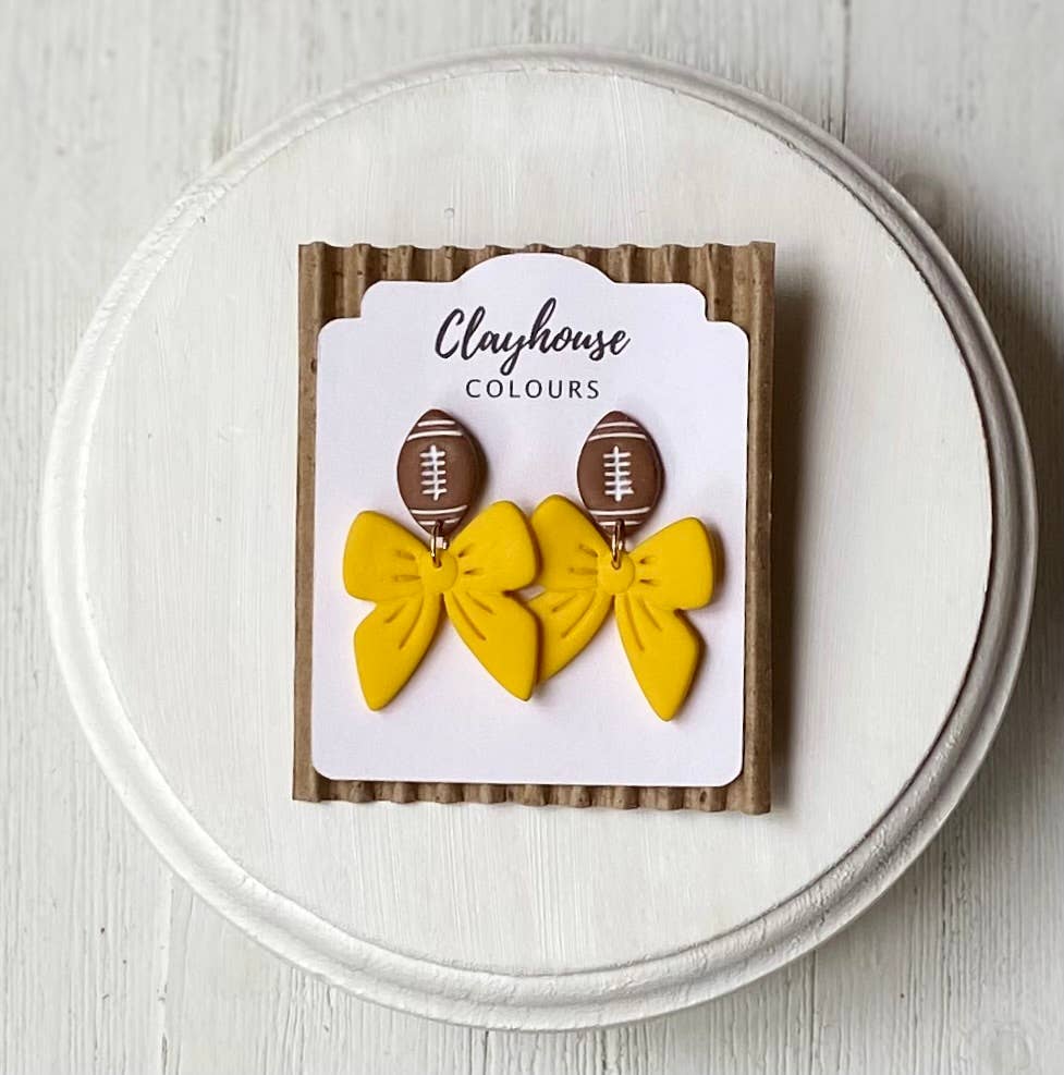 Football & Bow Earrings   : Black