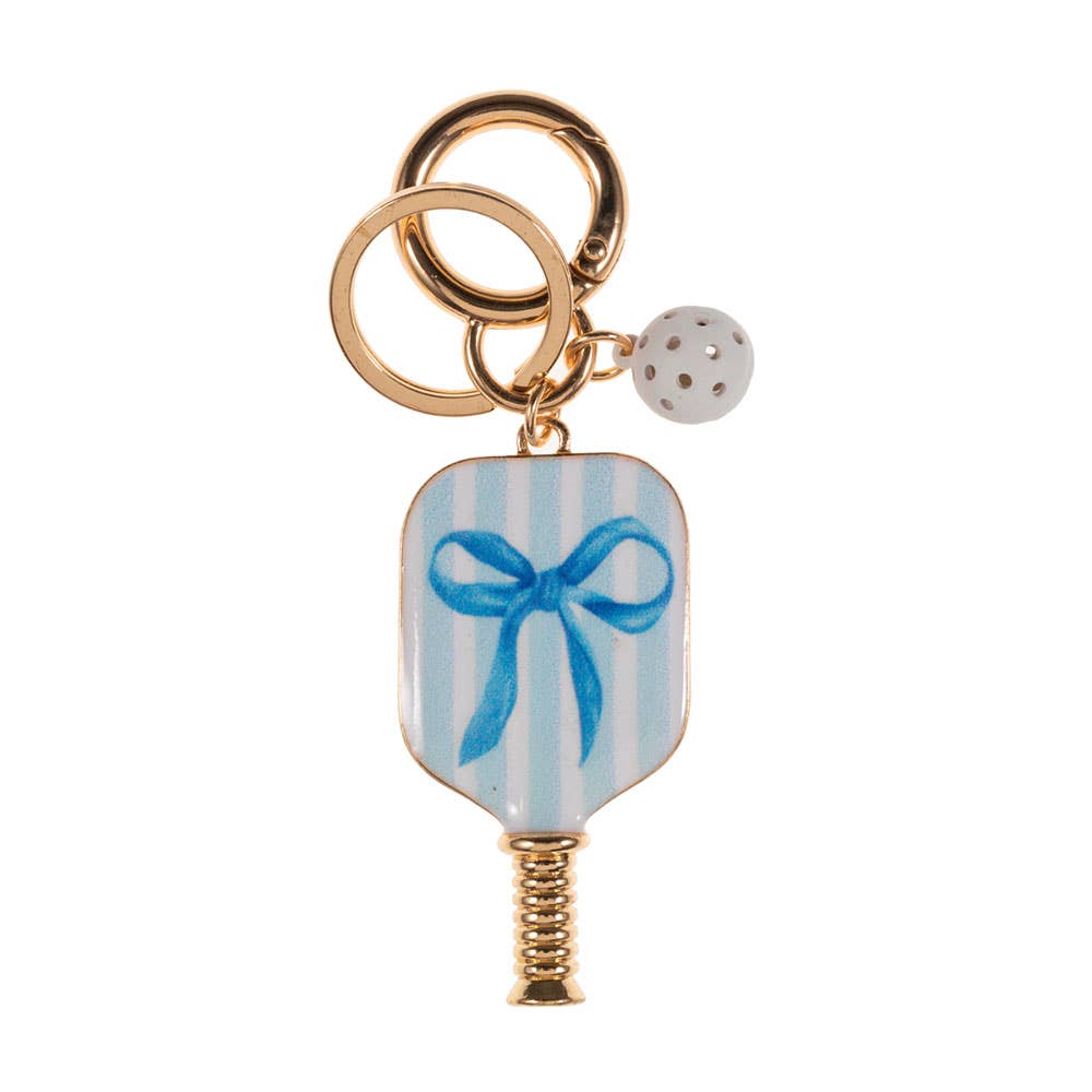 Enamel Bow Pointed Pickleball Paddle Keychain / Bag Charm
: Blue