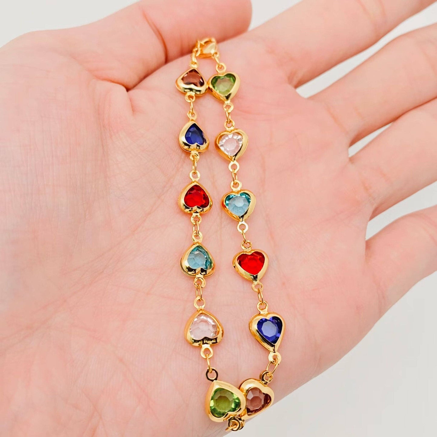 Heart-shaped Glass Drill Gold-plated Bracelet
