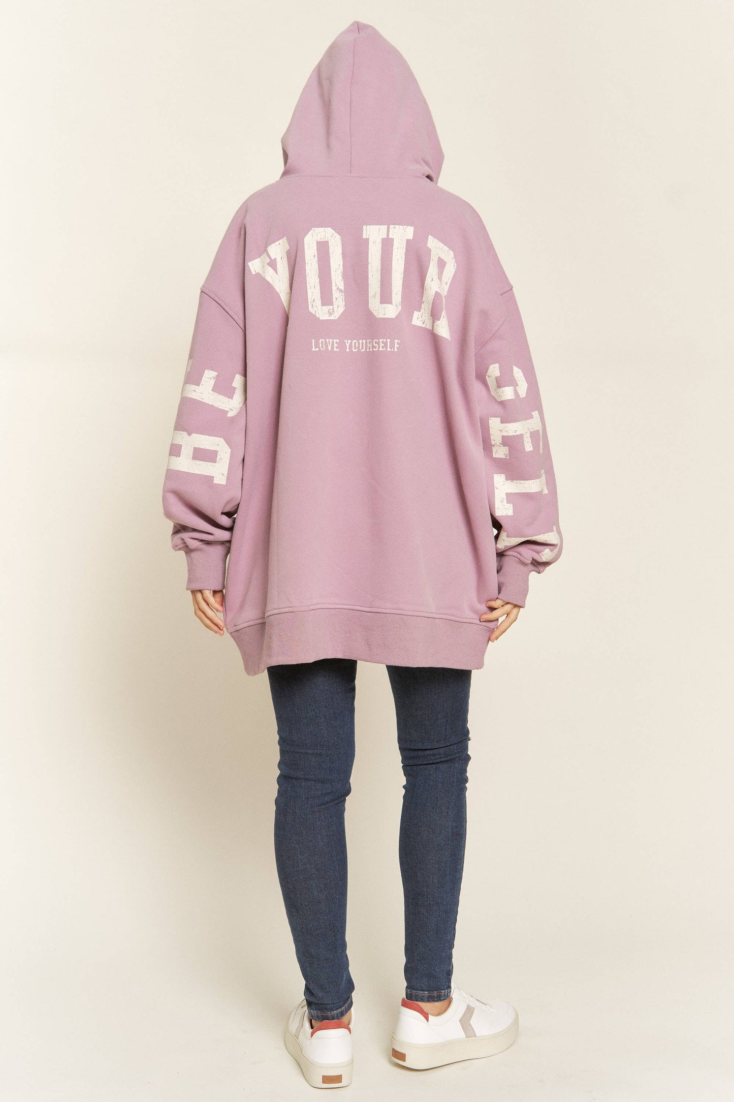 BE YOURSELF HOODIE SWEATER - JJT6145: ASH BLACK / L/XL