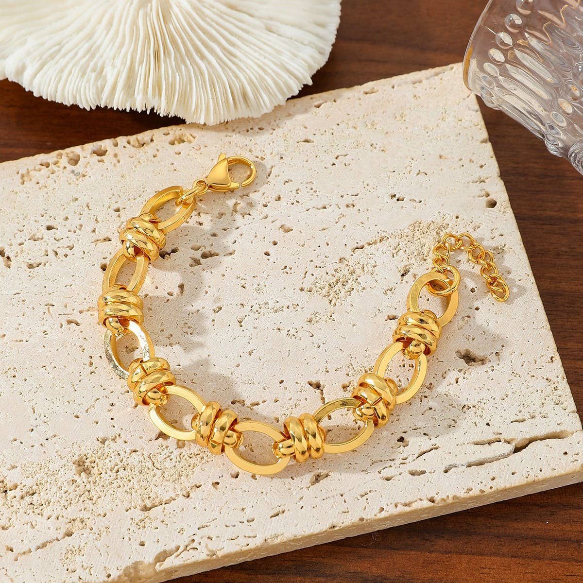 Versatile 18K Gold Titanium Steel Bracelet_Cwmm3719: GOLD5 / OS