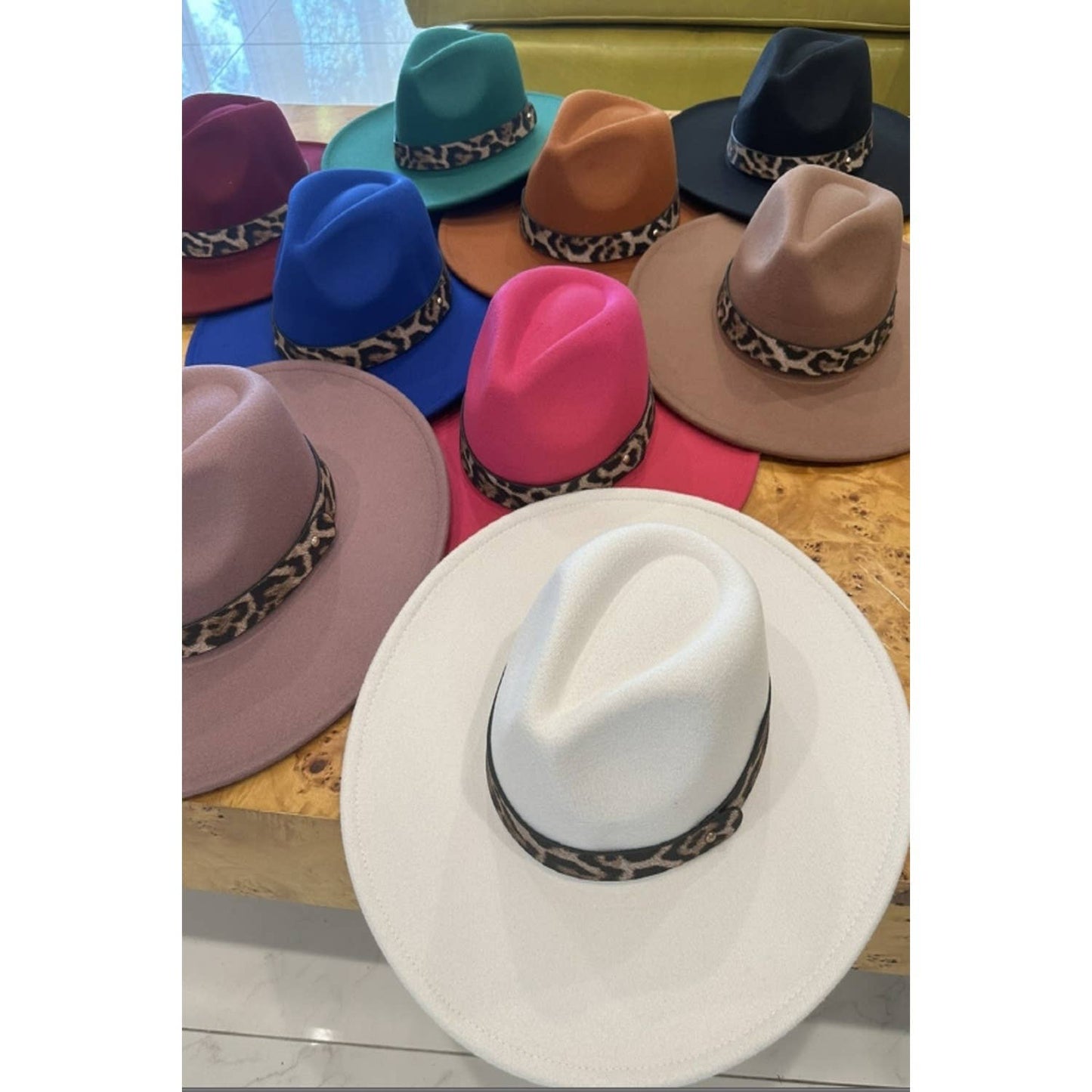 VEGAN FELT PANAMA HAT WITH ANIMAL PTIONY BELT : ROYAL BLUE / ONE SIZE