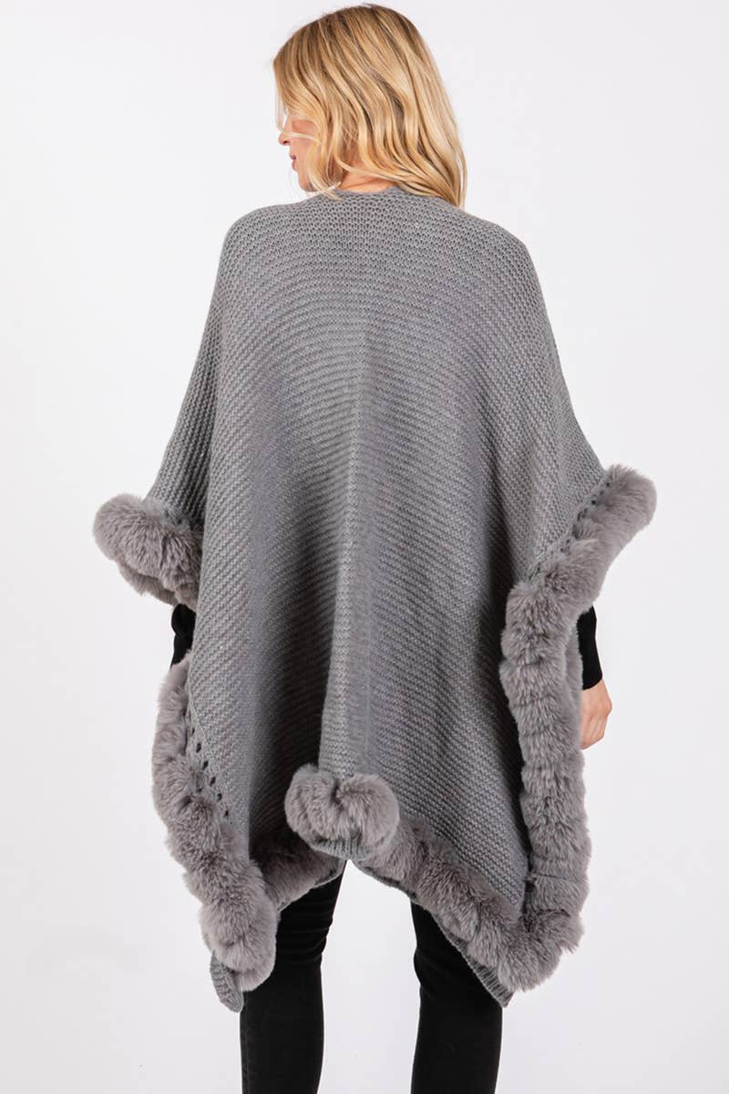 Fur Trim Poncho Cape: BU
