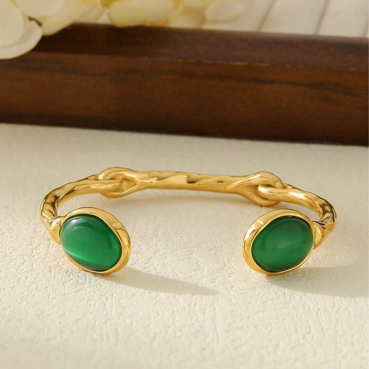 IRREGULAR RETRO SIMPLE EMBEDDED BRACELET_CWMM3730: GREEN / OS