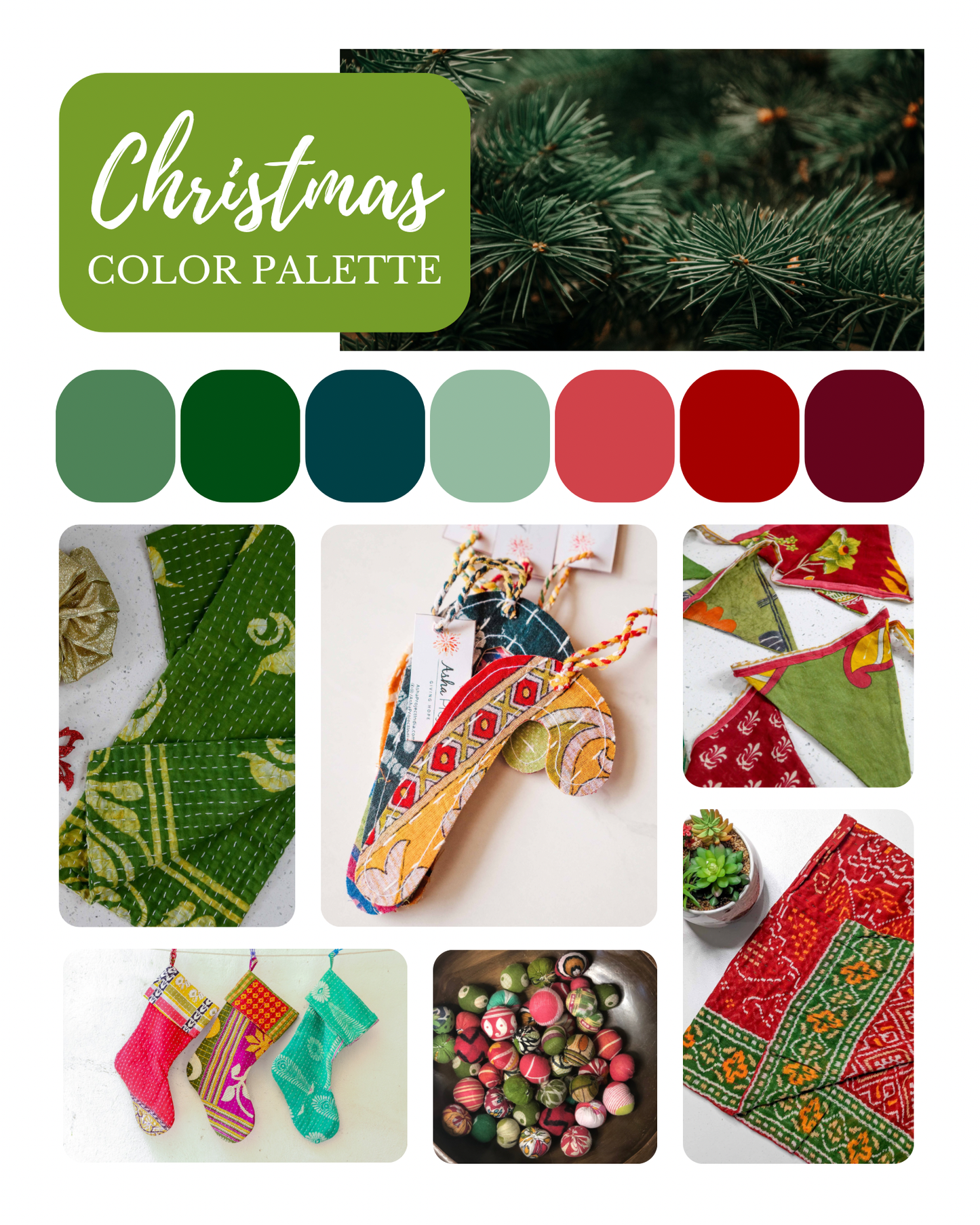 Kantha Kitchen Towel | Christmas