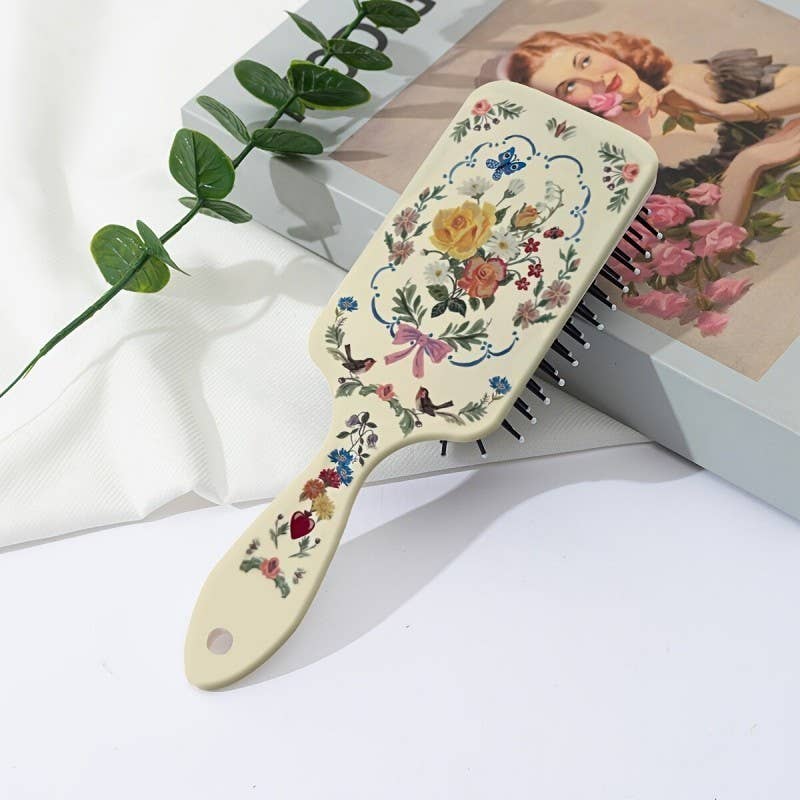LARGE DETANGLE PADDLE HAIR BRUSH COMB | 40HC100: FLOWER A