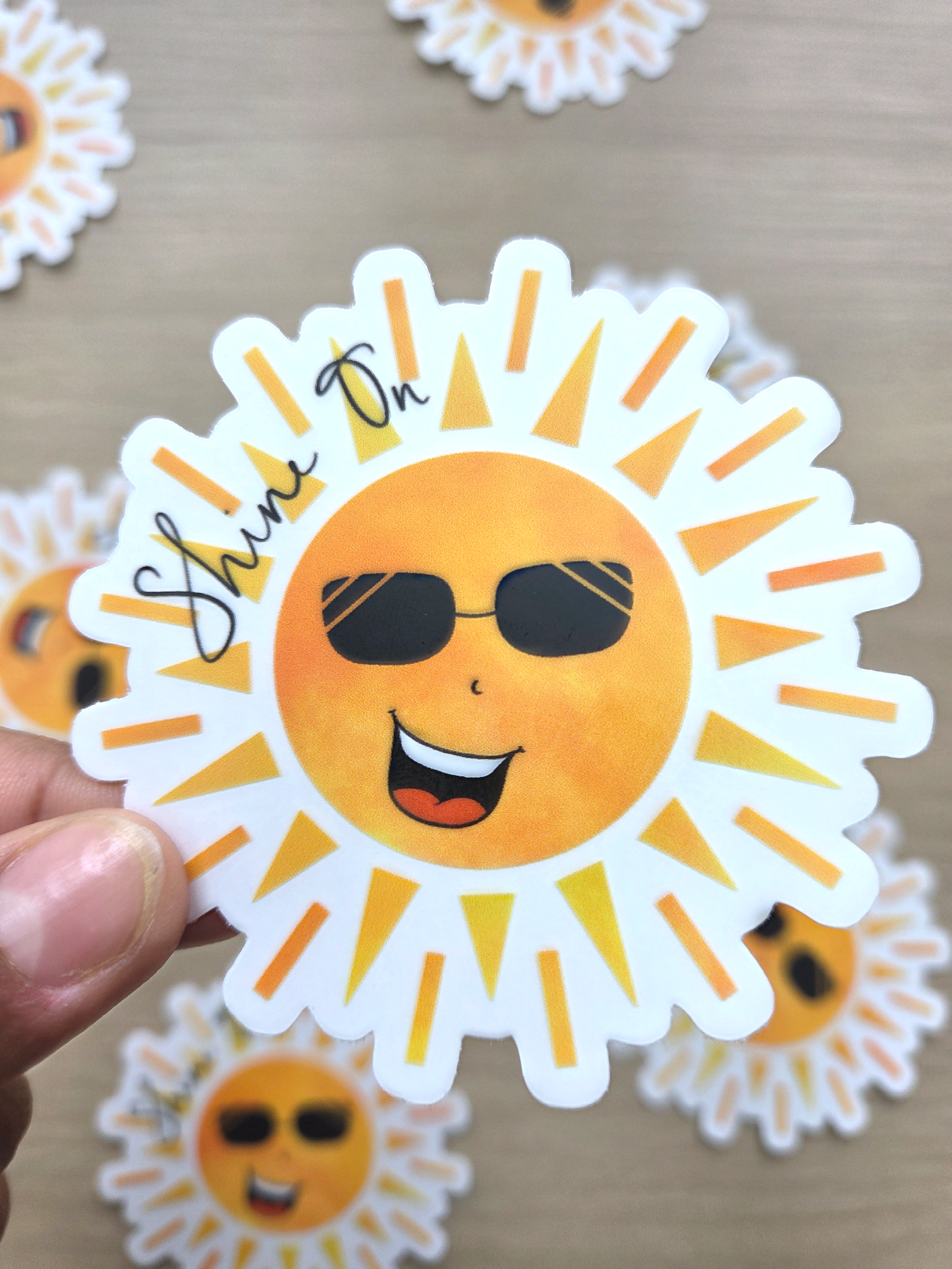 Clear Shine On Sun Sticker (3.0 x 3.0 in)