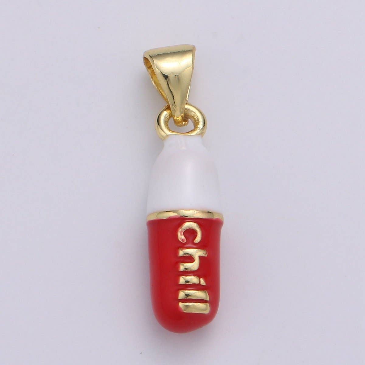 Mini 24K Gold Filled Pill Bar Charm Enamel Pink Love Chill Happy Pill Pendant for Bracelet Necklace Earring Component Supply 23x5mm J-203~J-207,J-209~J-213,J-244~J-248: Chill Teal