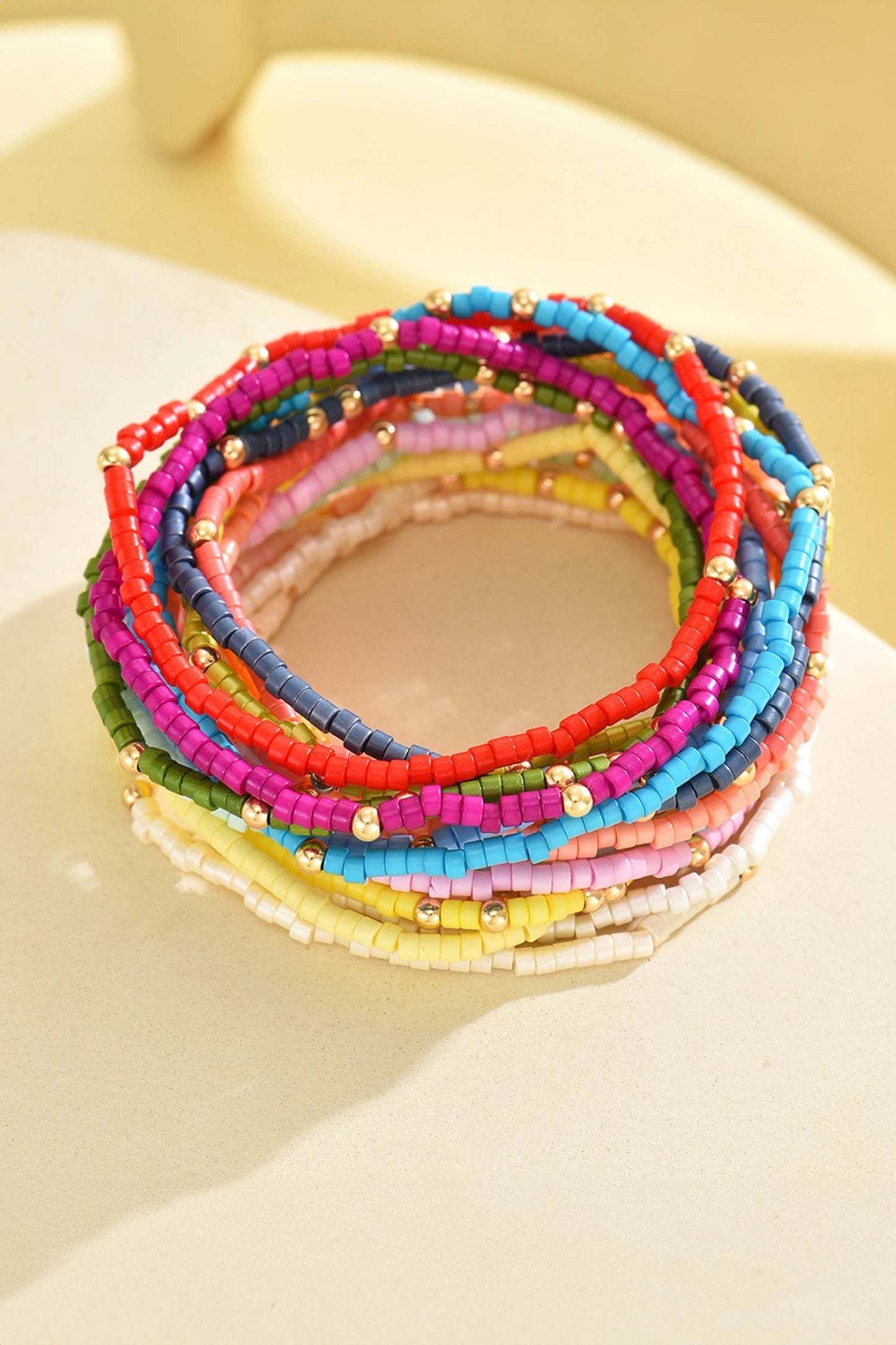 Colorful Bead Stretch Bracelet Set | 19pcs: As shown / Missy / Standard